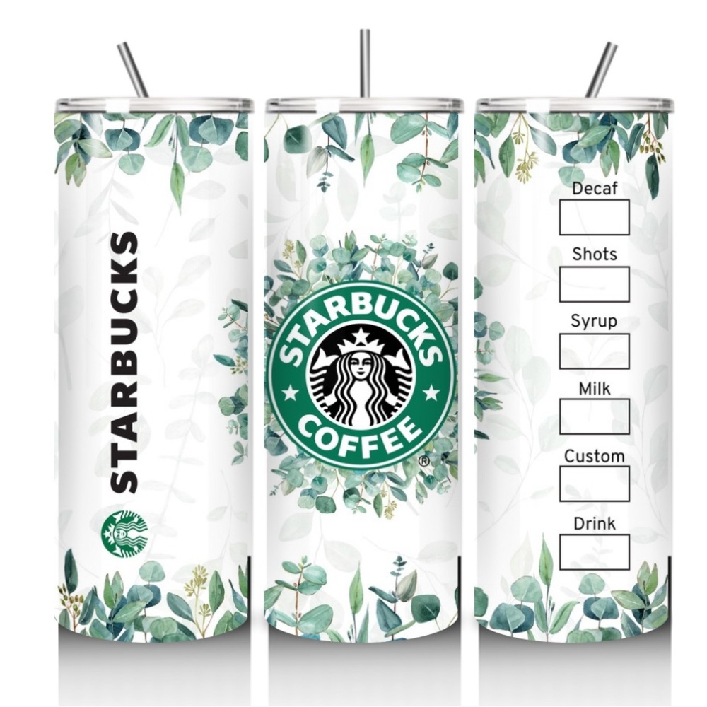 Starbucks Botanical Green and White Tumbler